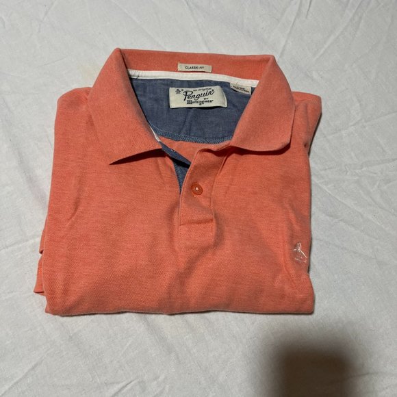 Mens Golf Shirt Penguin by Munsingware Salmon Vintage Size L - Picture 2 of 6